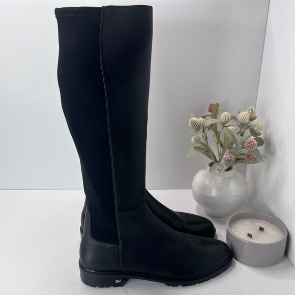 Stuart Weitzman City Stretch Leather Knee High Boots Black Women's 12B Tried On - Picture 3 of 9